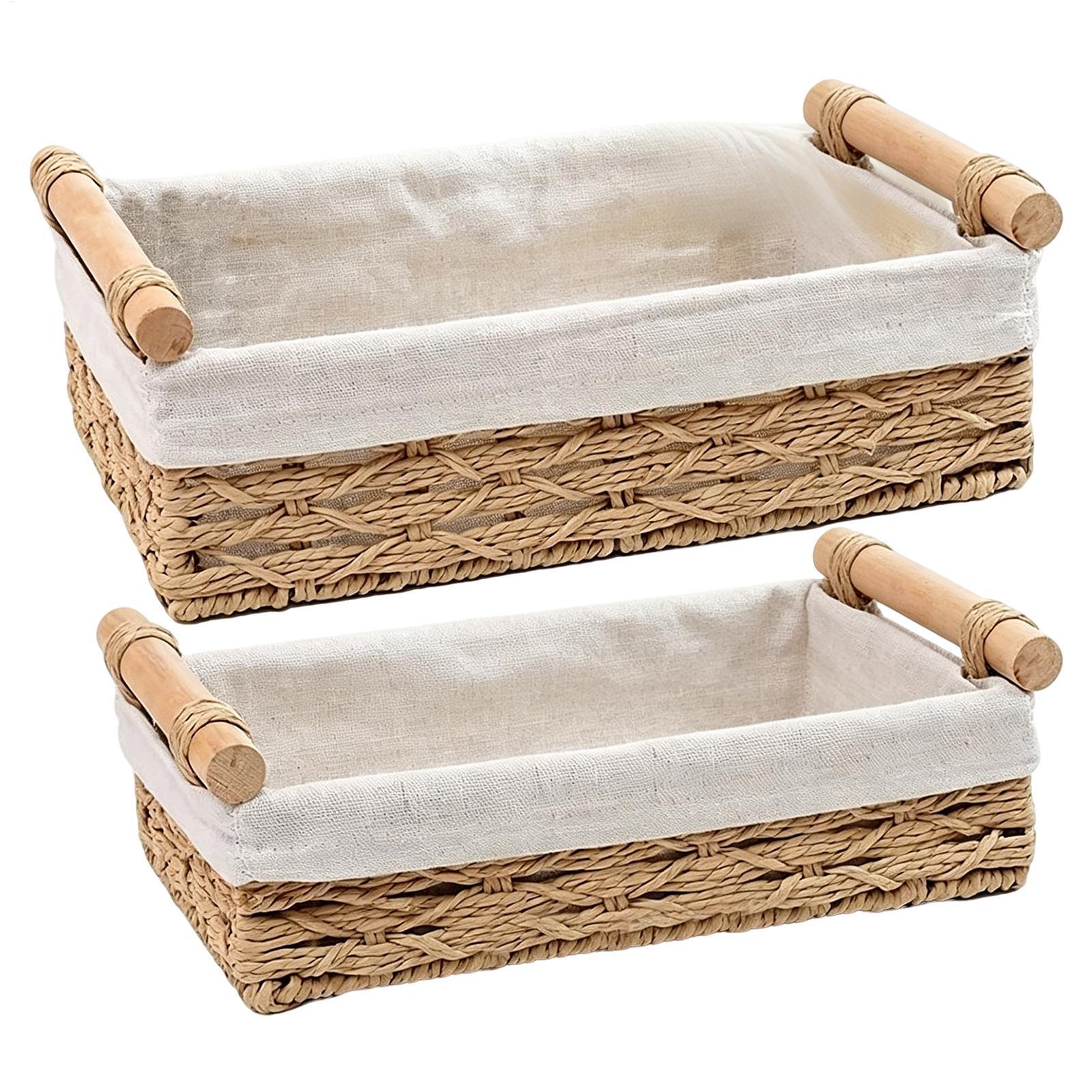 Rattan Tray Handle - Cesta de Almacenamiento con Asas y
