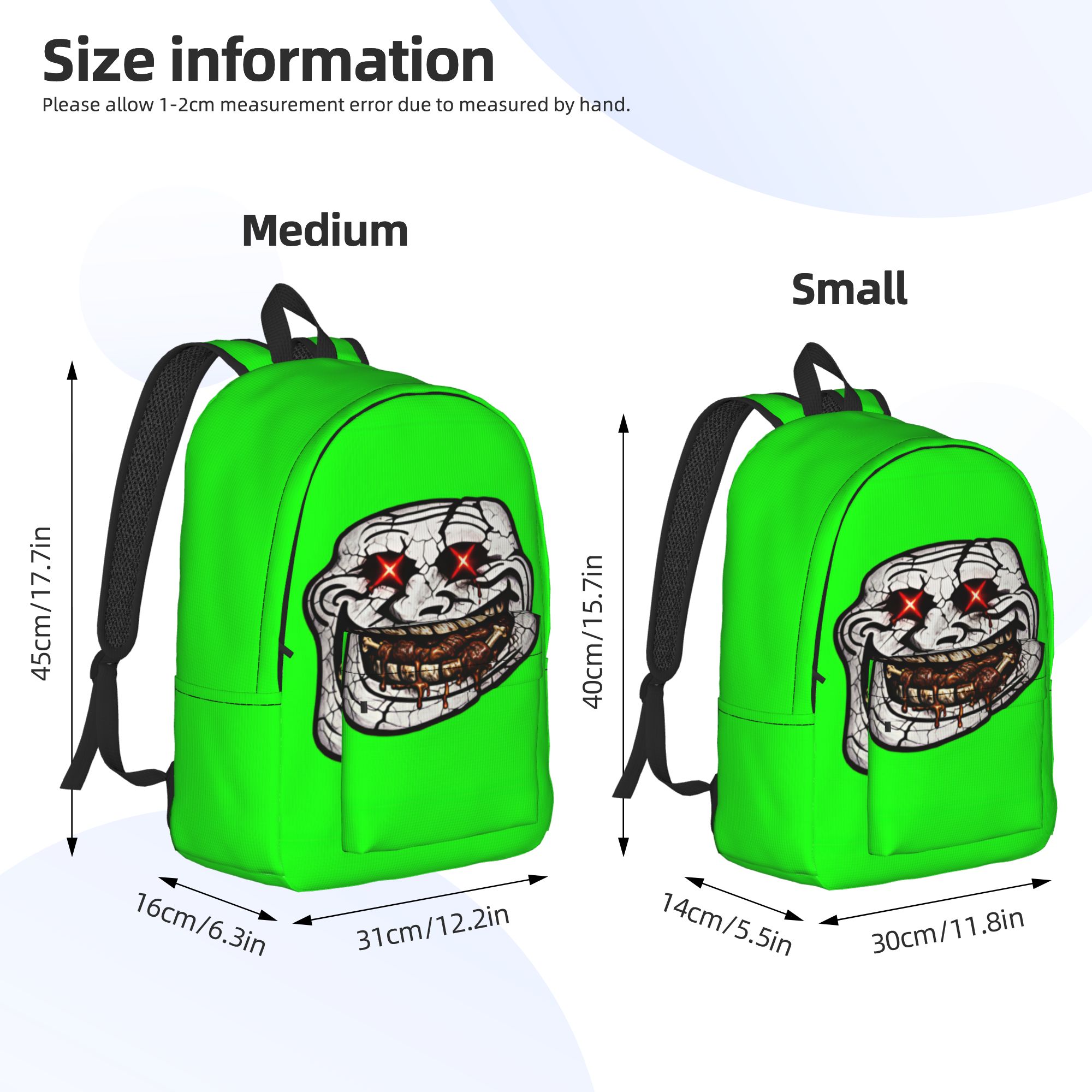 Mochila divertida Trollface, m - Interior Design University reseña y precio