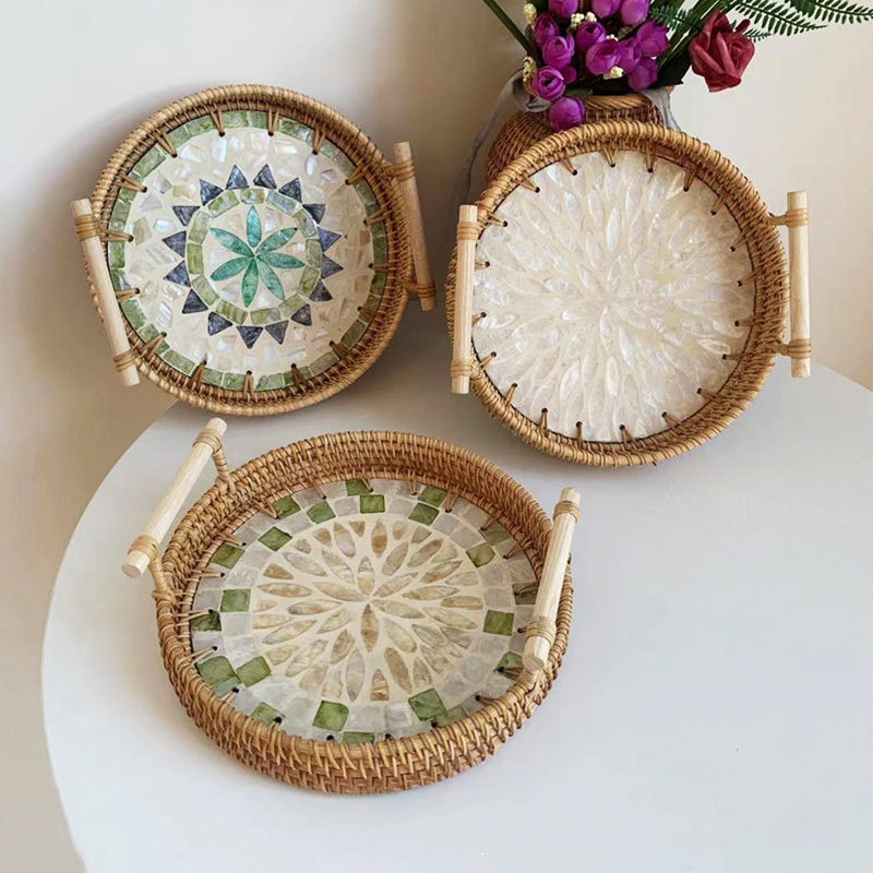 Bandeja tejida de ratán hecha  - Rattan Tray Handle reseña y precio