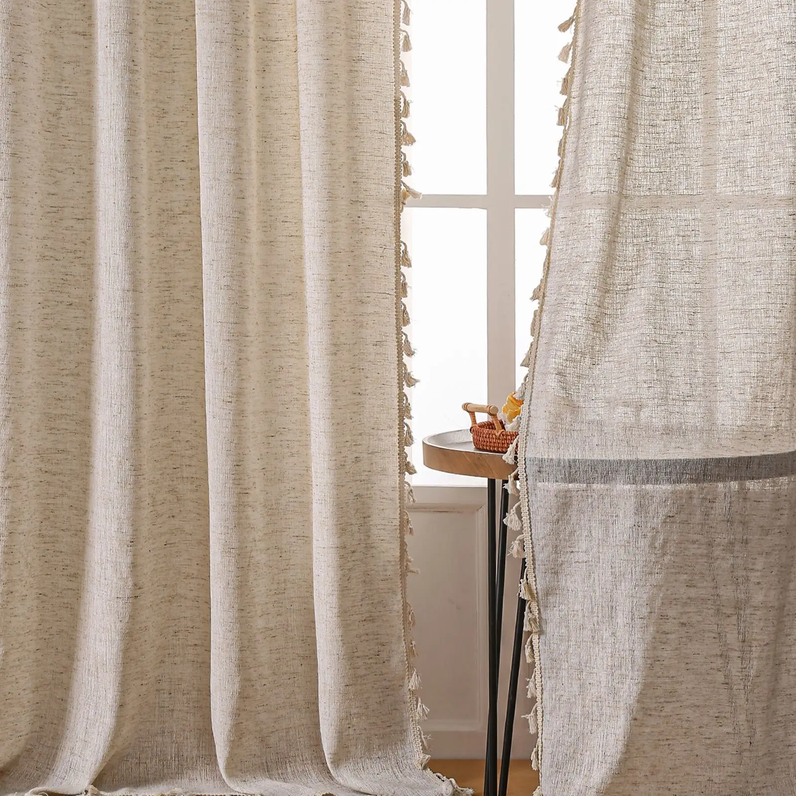 Cortinas semiopacas de lino bo - Linen Curtain Eyelet reseña y precio