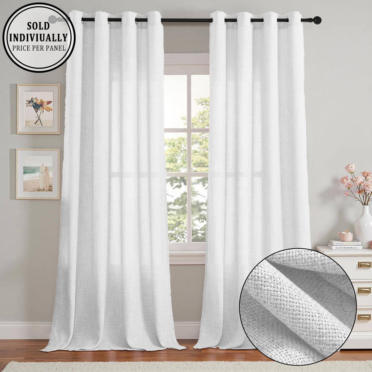 1 Pieza, Cortina Transparente  - Linen Curtain Eyelet reseña y precio
