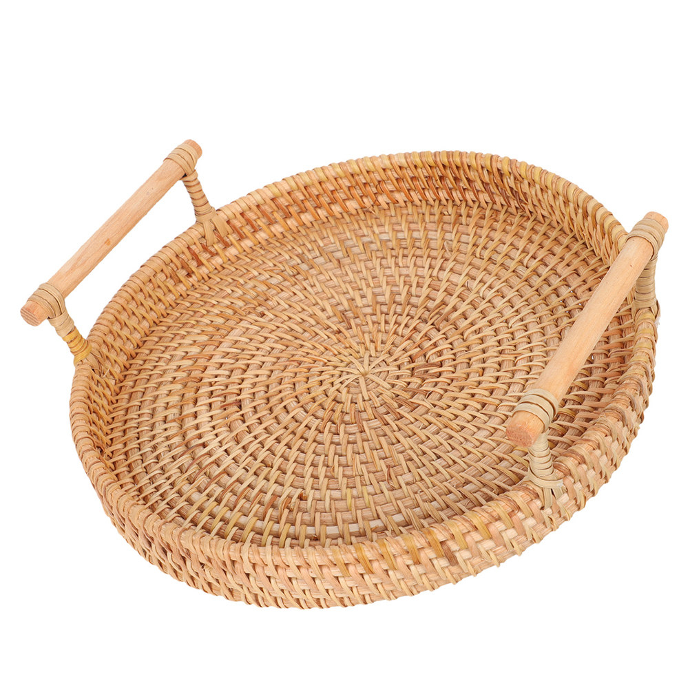 Bandeja Redonda de Ratán Hecha - Rattan Tray Handle reseña y precio